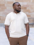 brown pant and Whie Top