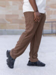 brown pant and Whie Top